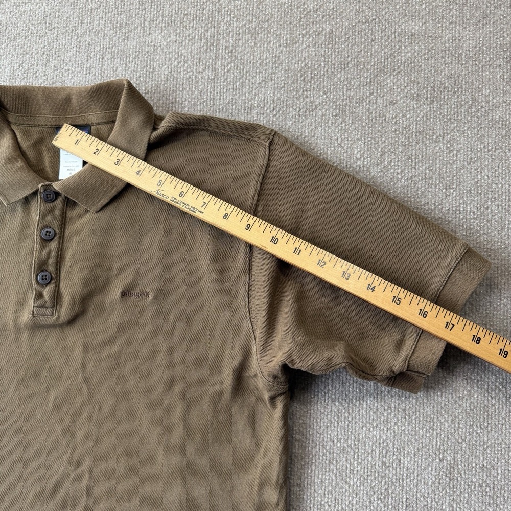 Patagonia Men's Organic Cotton Polo Shirt Brown Collared Short Sleeve Logo Sz M - Picture 4 of 9